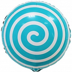 Фольгированный шар (46 см) Круг, Леденец Спираль, Голубой